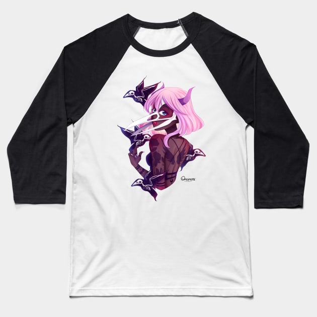 Zoe Raven Necromancer Baseball T-Shirt by OmamoriStudio